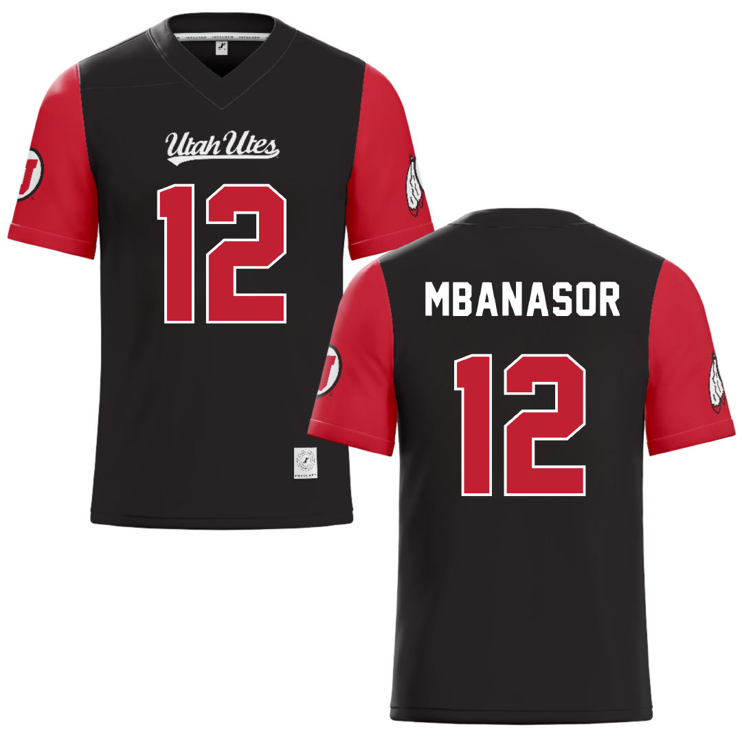 University of Utah Black Football Jersey - #12 Sidney Mbanasor