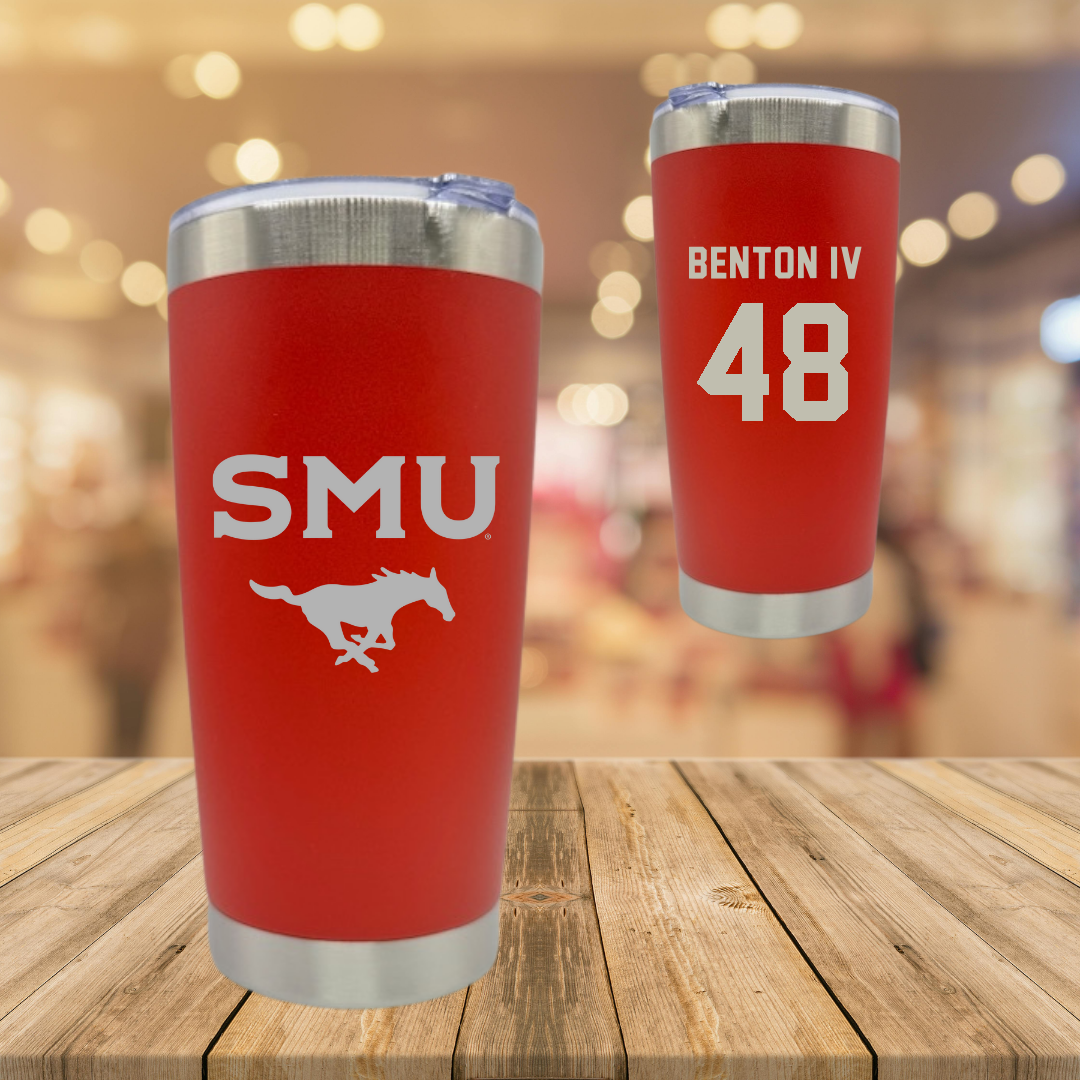 Southern Methodist University Football Red Stainless Steel Tumbler - #48 Will Benton IV