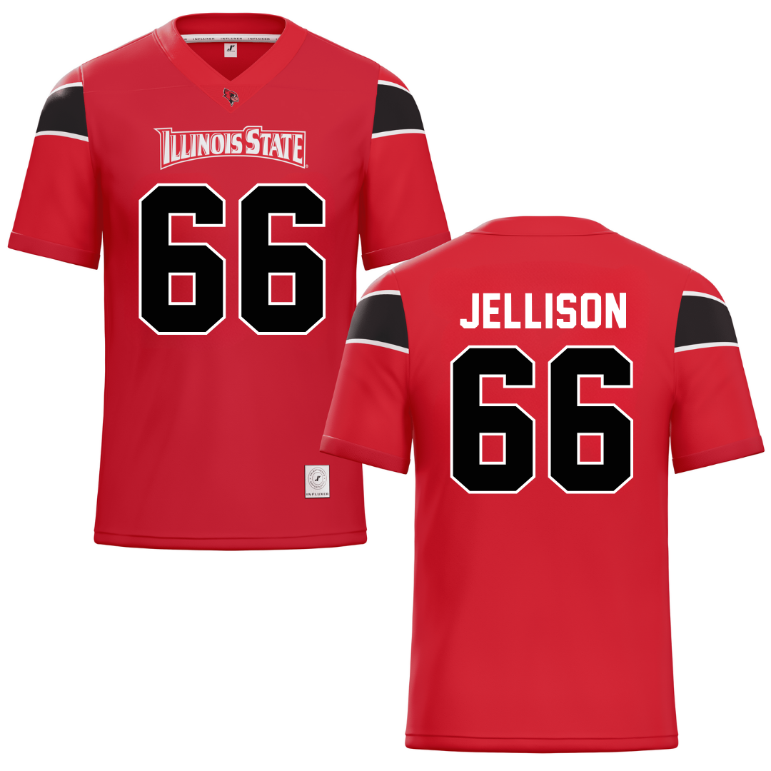 Illinois State University Red Football Jersey - #66 Brayden Jellison