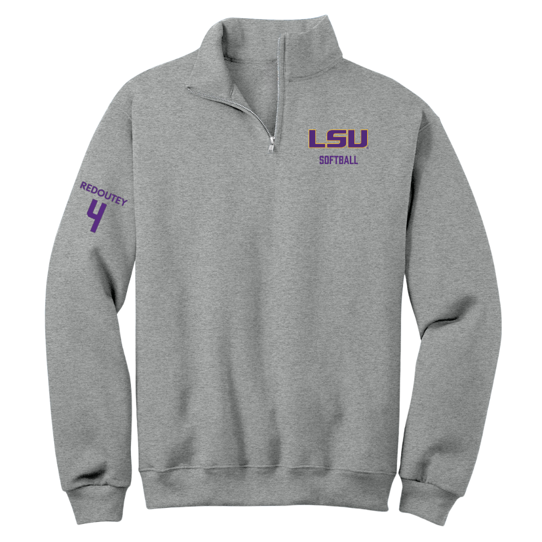 Louisiana State University Softball Sport Gray Quarter-Zip - #4 McKenzie Redoutey