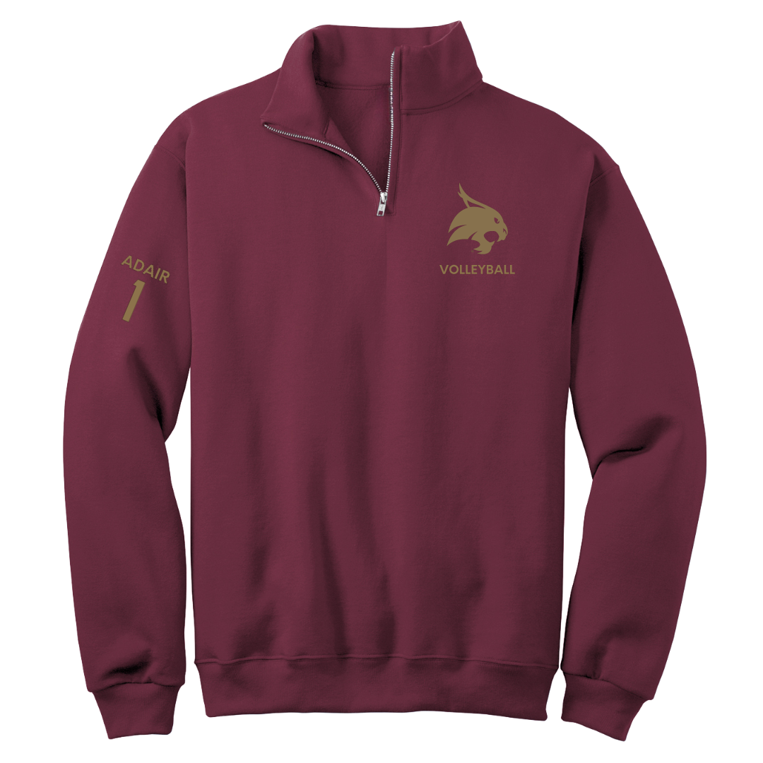 Texas State University Volleyball (W) Maroon Quarter-Zip - #1 Ally Adair
