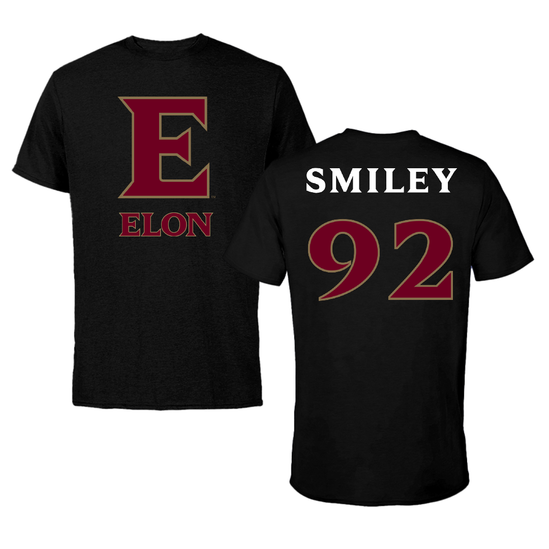 Elon University Football Black Performance Tee - #92 Brandon Smiley