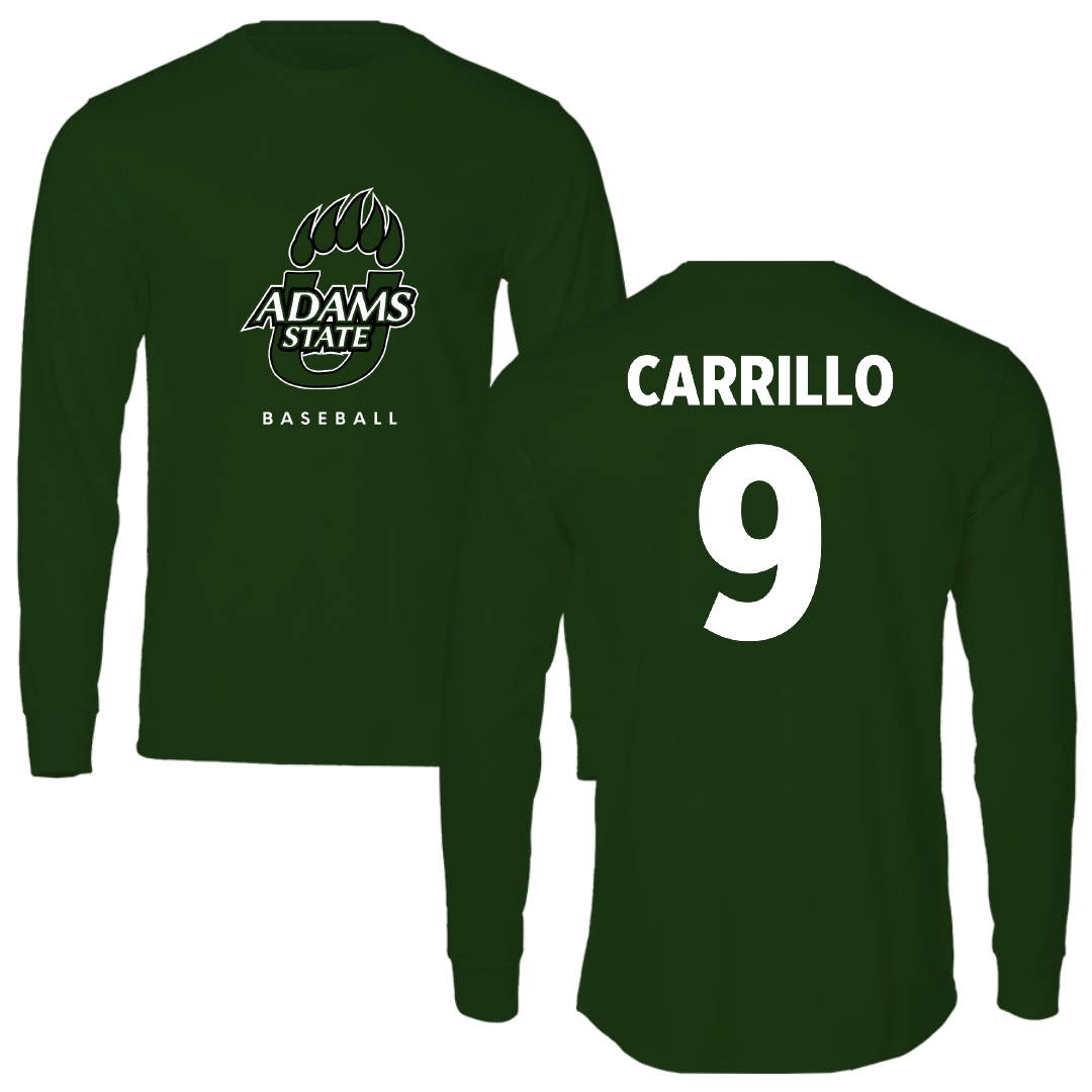 Adams State University Baseball Forest Green Long Sleeve - #9 Macs Carrillo