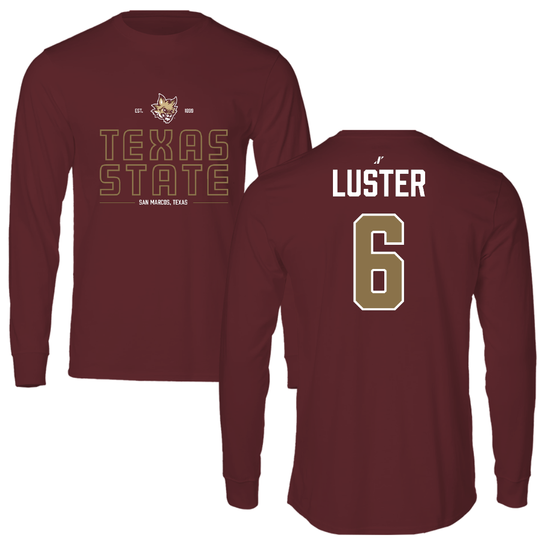 Texas State University Football Maroon General Performance Long Sleeve - #6 Keldric Luster