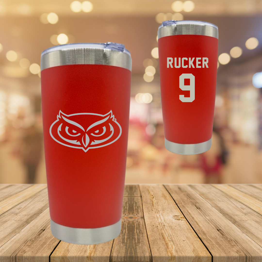 Florida Atlantic University Football Red Stainless Steel Tumbler - #9 Luke Rucker