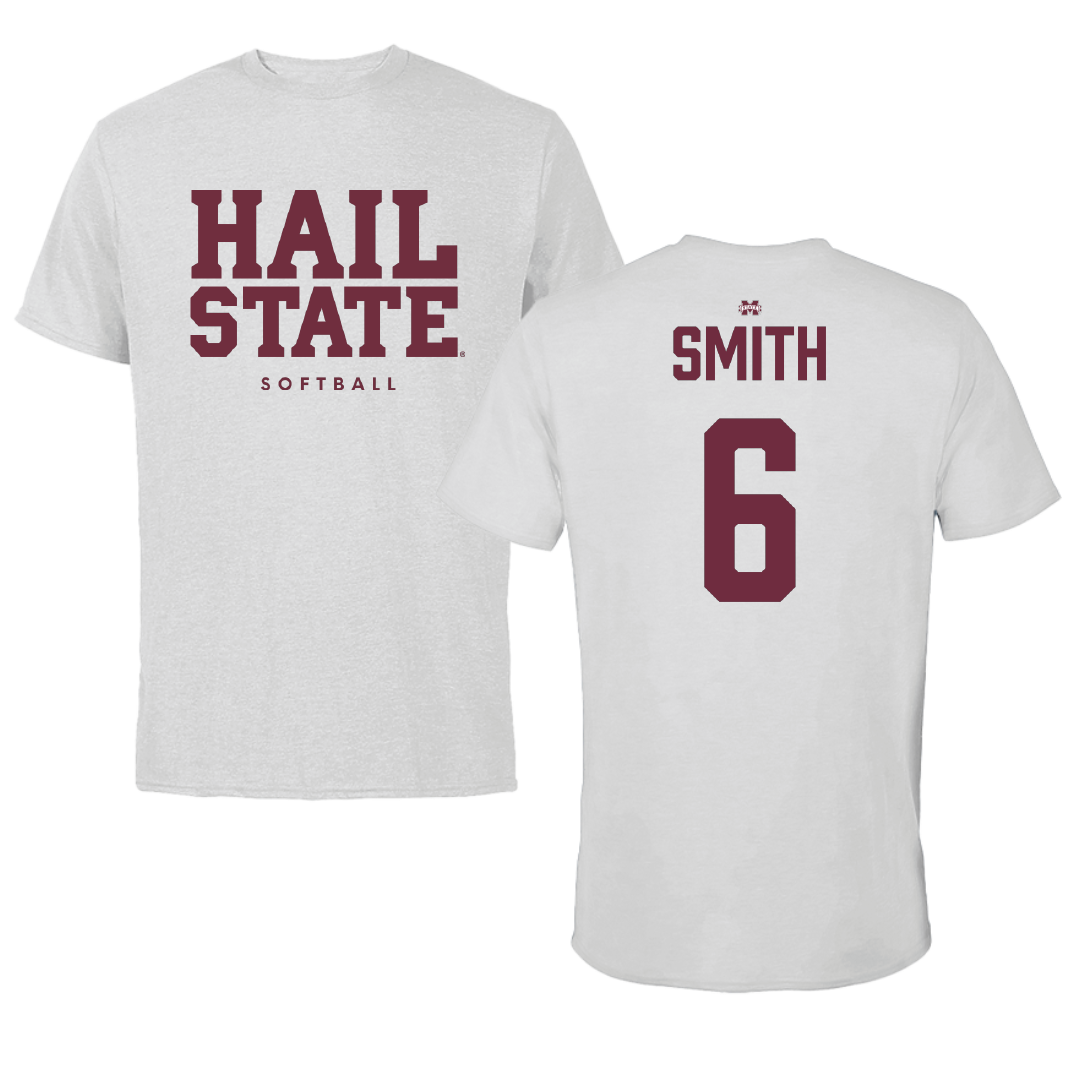 Mississippi State University Softball Solid Athletic Gray Tee - #6 Carson Smith