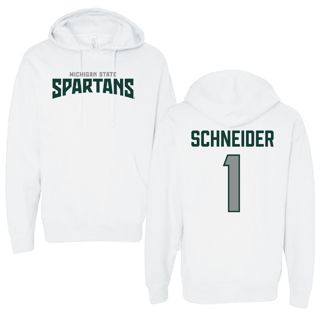 Michigan State University Volleyball White Classic Hoodie - #1 Lia Schneider