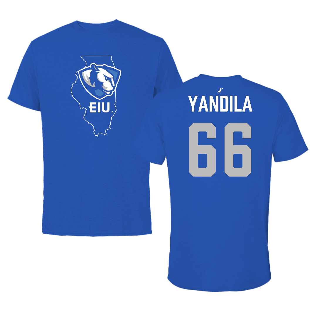 Eastern Illinois University Football Blue State Tee - #66 Jordan Yandila