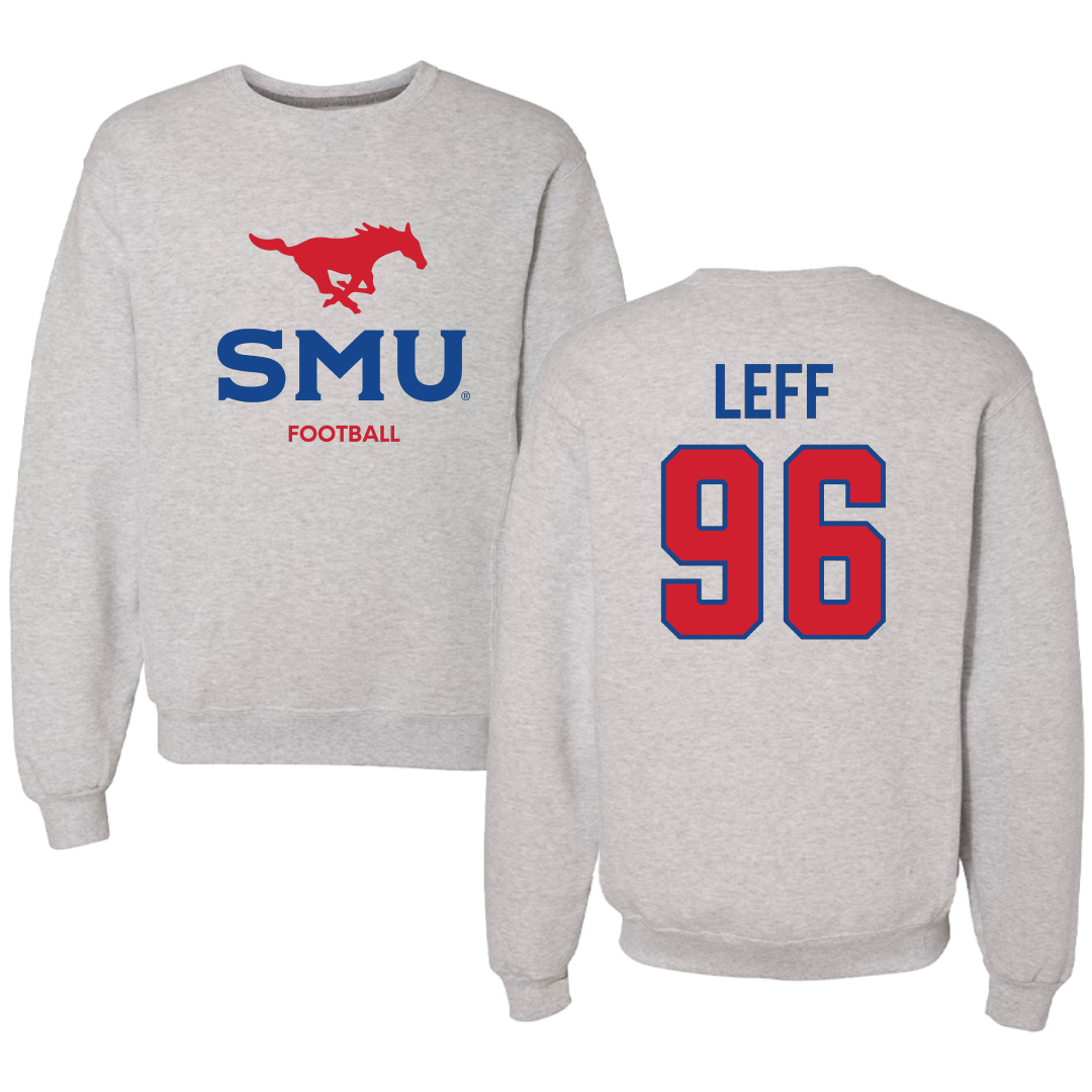 Southern Methodist University Football Light Gray Crewneck - #96 Josh Leff