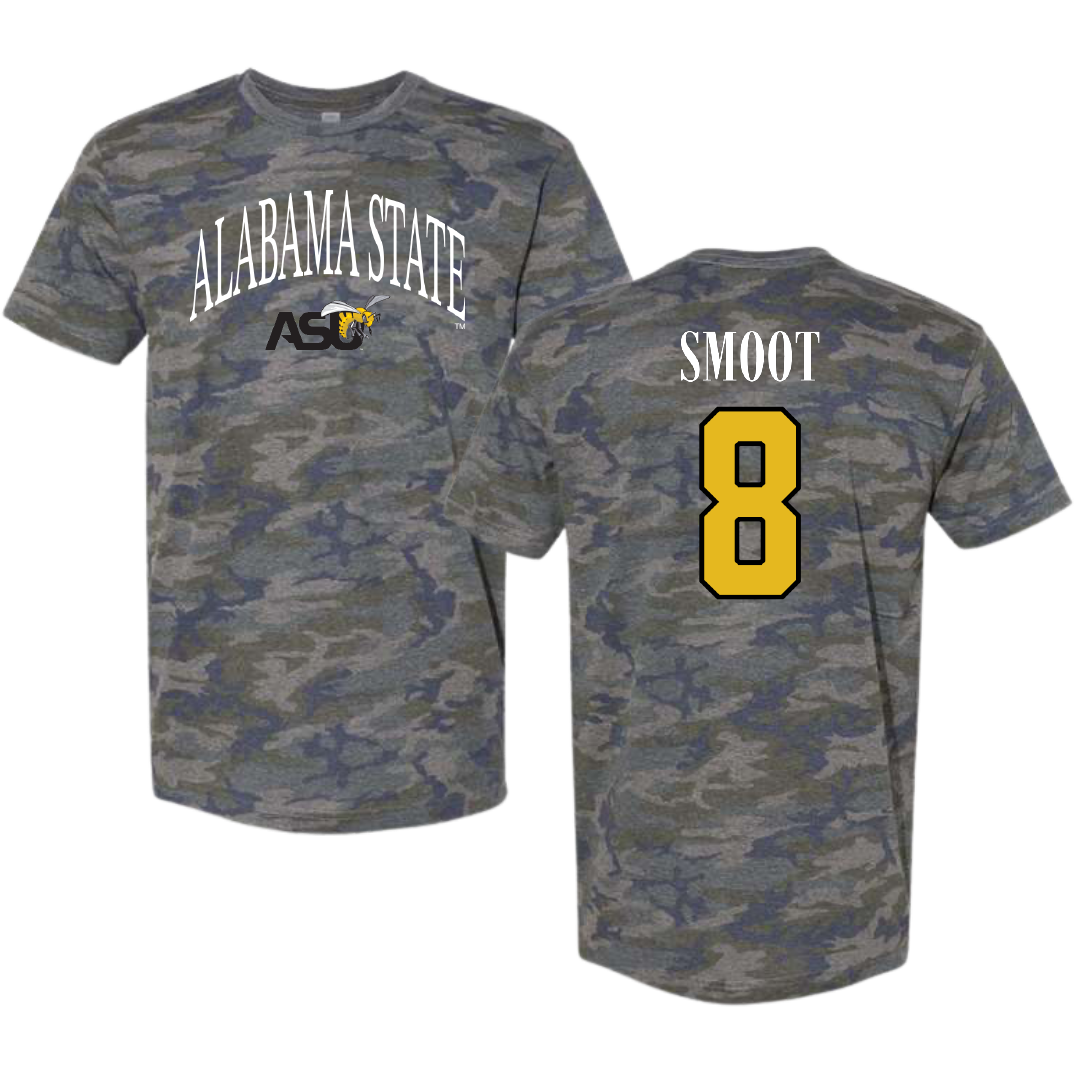 Alabama State University Football Vintage Camo Tee - #8 TeSean Smoot