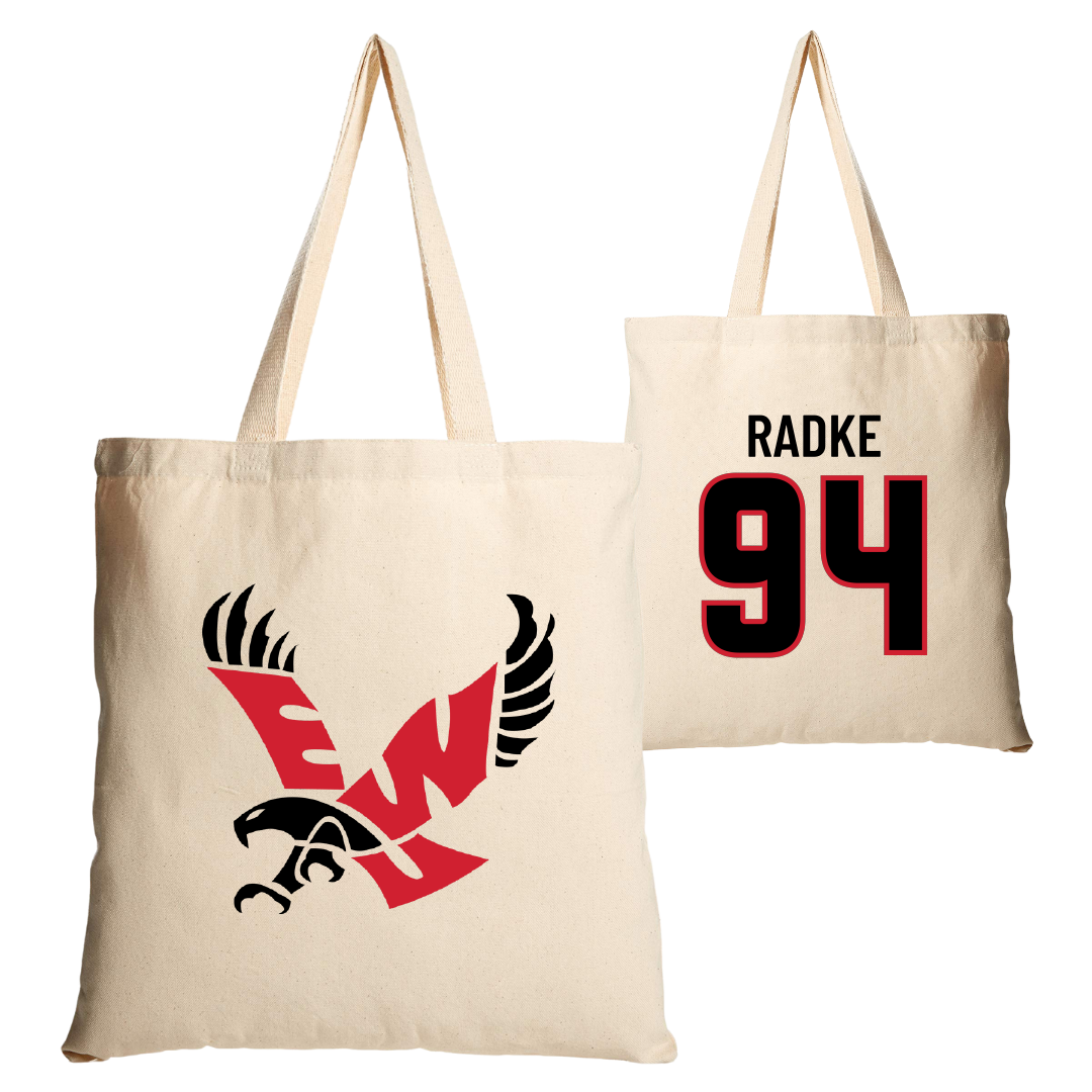 Eastern Washington University Football Tan Canvas Tote Bag - #94 Jaden Radke