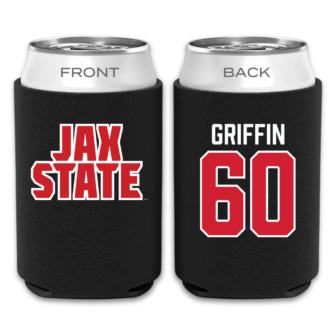 Jacksonville State University Football Black Can Cooler - #60 Cameron Griffin