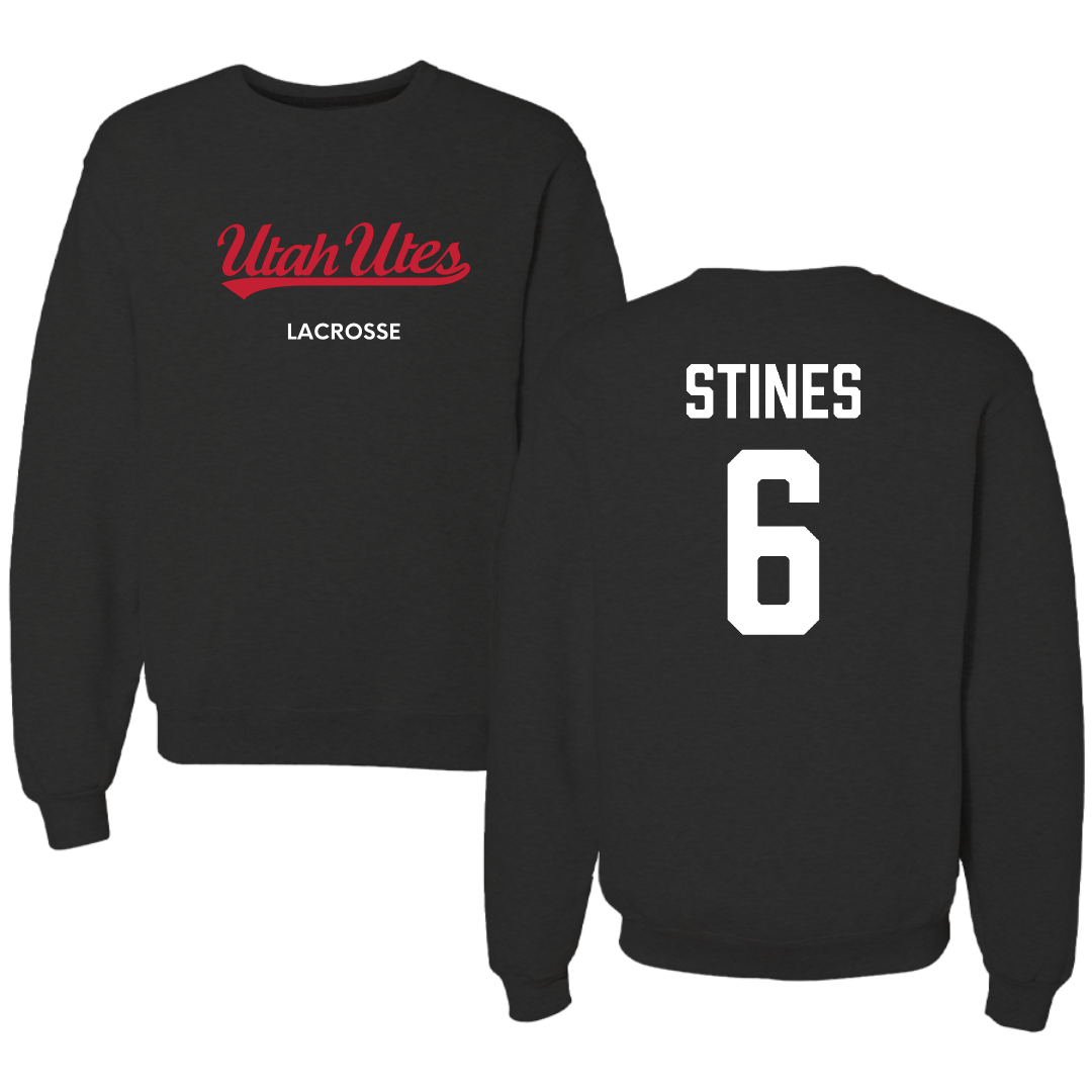 University of Utah Lacrosse (M) Black Crewneck - #6 Ryan Stines