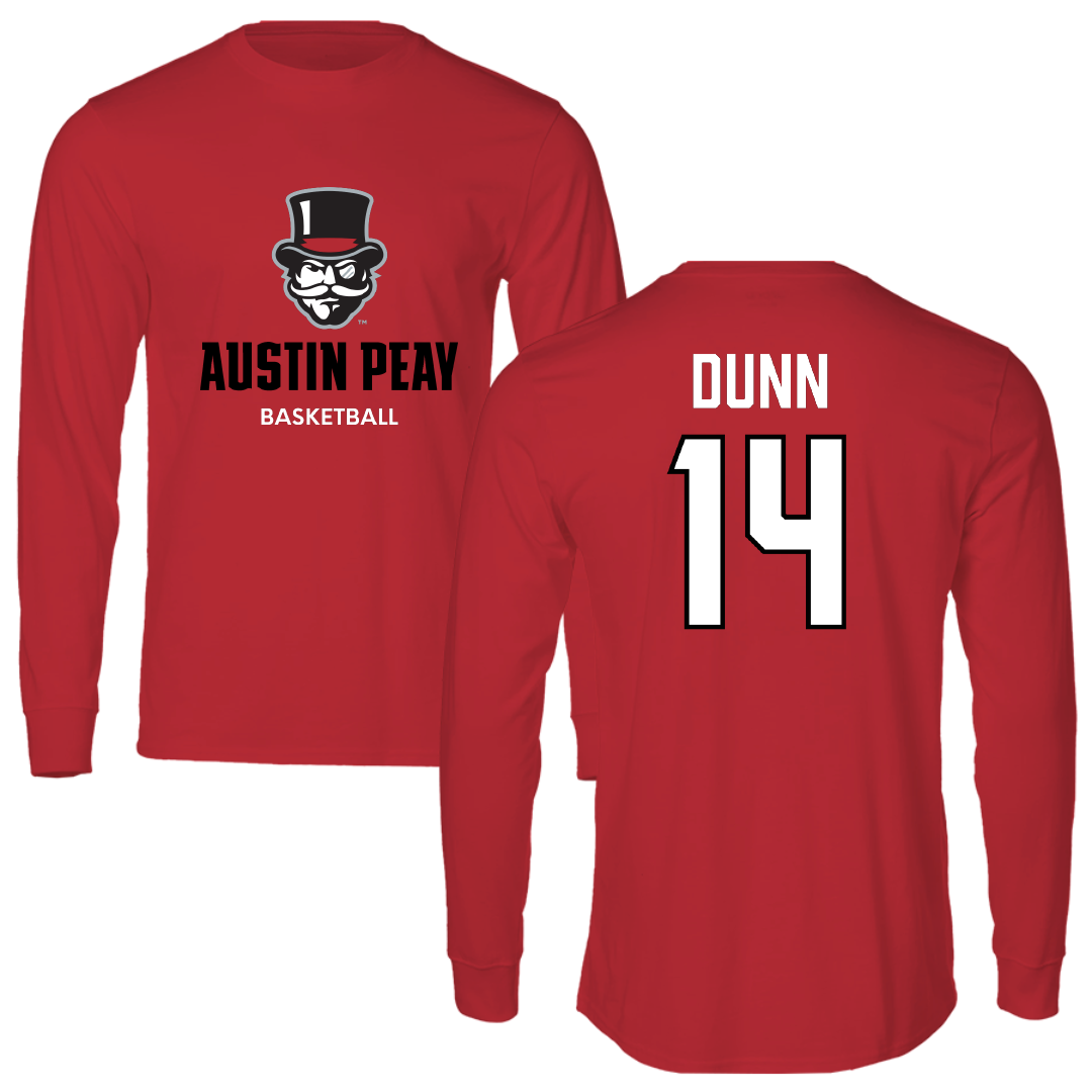 Austin Peay State University Basketball (M) Red Mascot Long Sleeve - #14 Jonathan Dunn