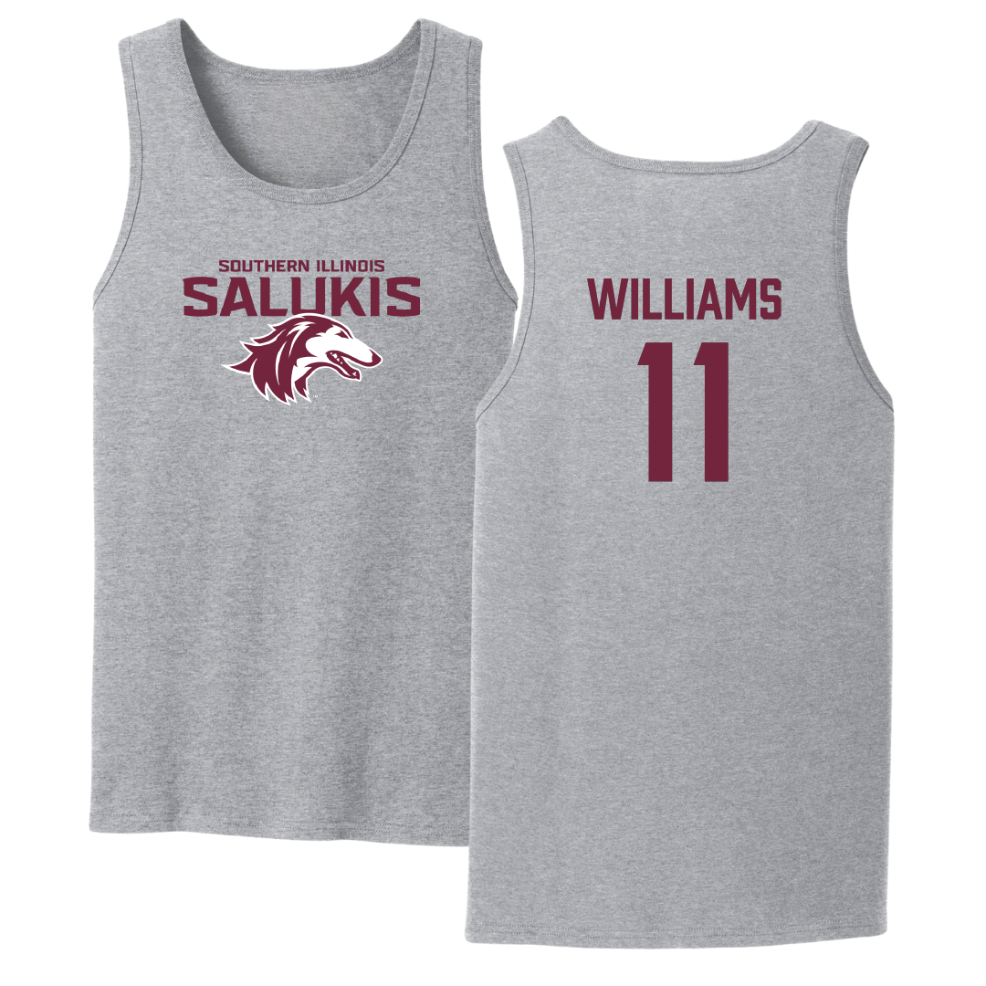 Southern Illinois University at Carbondale Basketball Sport Gray Tank Top - #11 Shemera Williams