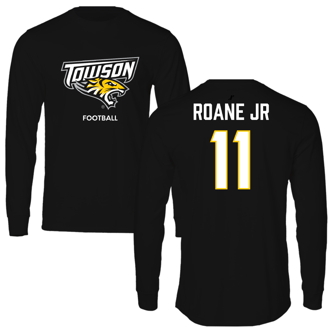 Towson University Football Black Performance Long Sleeve - #11 Rodney Roane Jr
