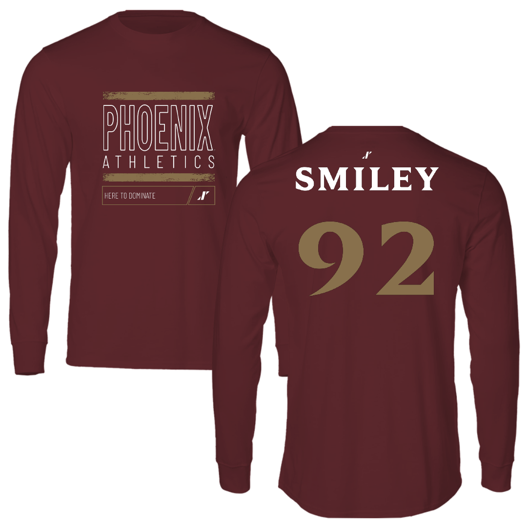 Elon University Football Maroon Dominate Performance Long Sleeve - #92 Brandon Smiley