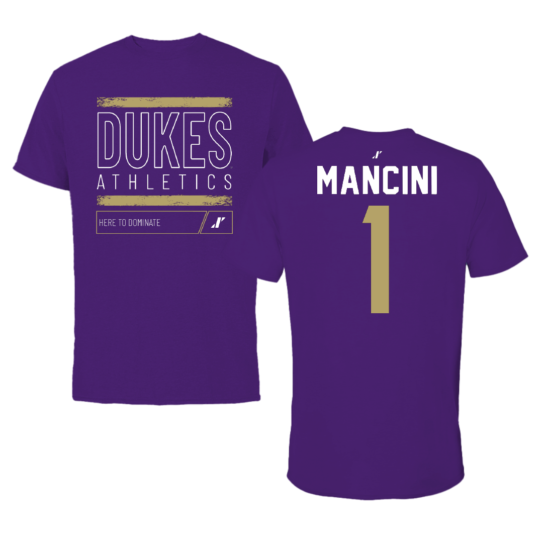 James Madison University Baseball Purple Dominate Performance Tee - #1 Mike Mancini