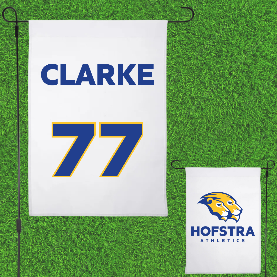 Hofstra University Lacrosse (M) White Garden Flag - #77 Austin Clarke