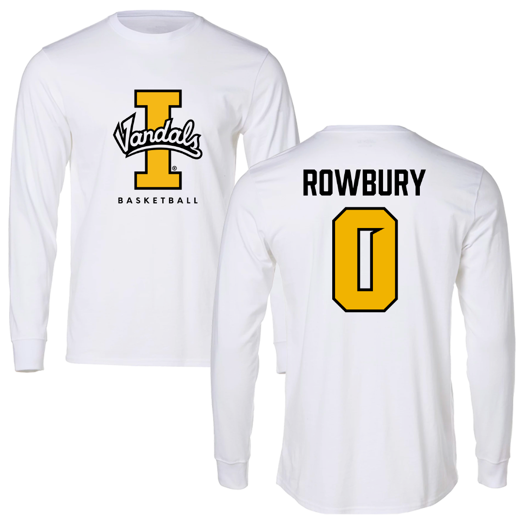University of Idaho Basketball (M) White Vandals Performance Long Sleeve - #0 Brody Rowbury