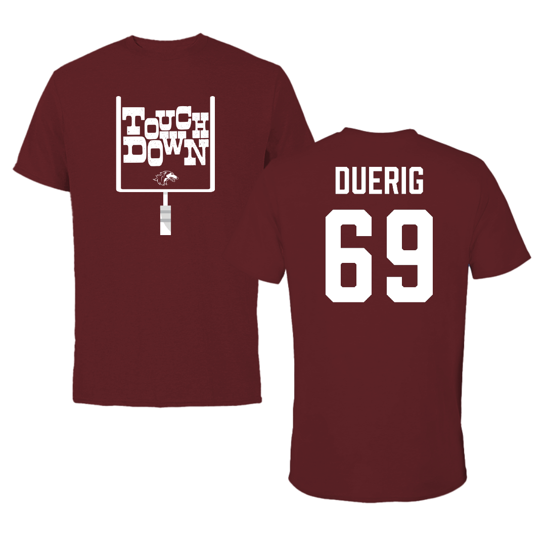 Southern Illinois University at Carbondale Football Maroon Touchdown Tee - #69 Aidan Duerig