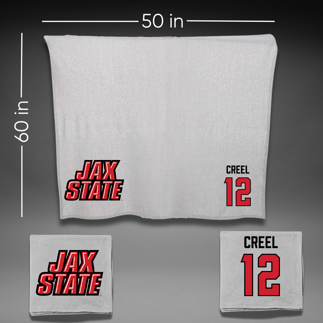 Jacksonville State University Football Gray Blanket - #12 Caden Creel