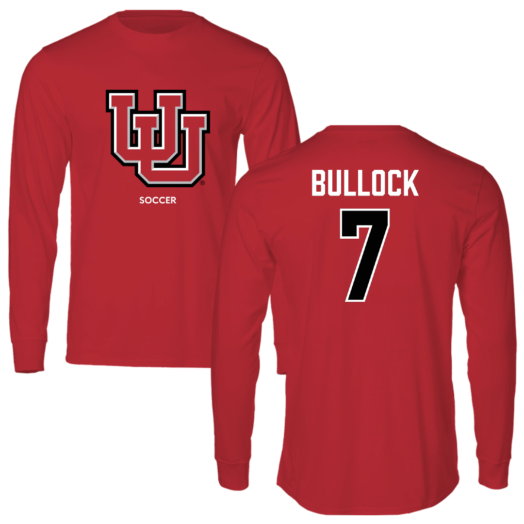 University of Utah Soccer (W) Red Block Performance Long Sleeve - #7 Kelly Bullock