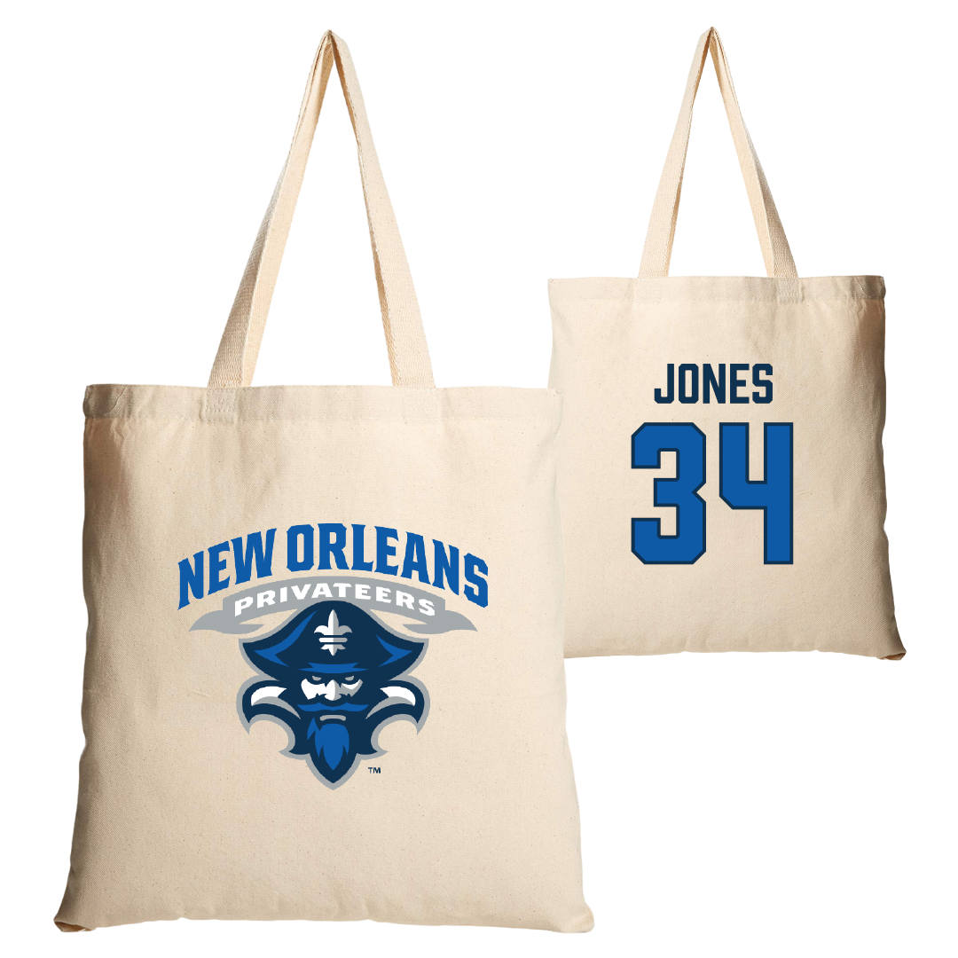 University of New Orleans Baseball Tan Canvas Tote Bag - #34 Skylar Jones