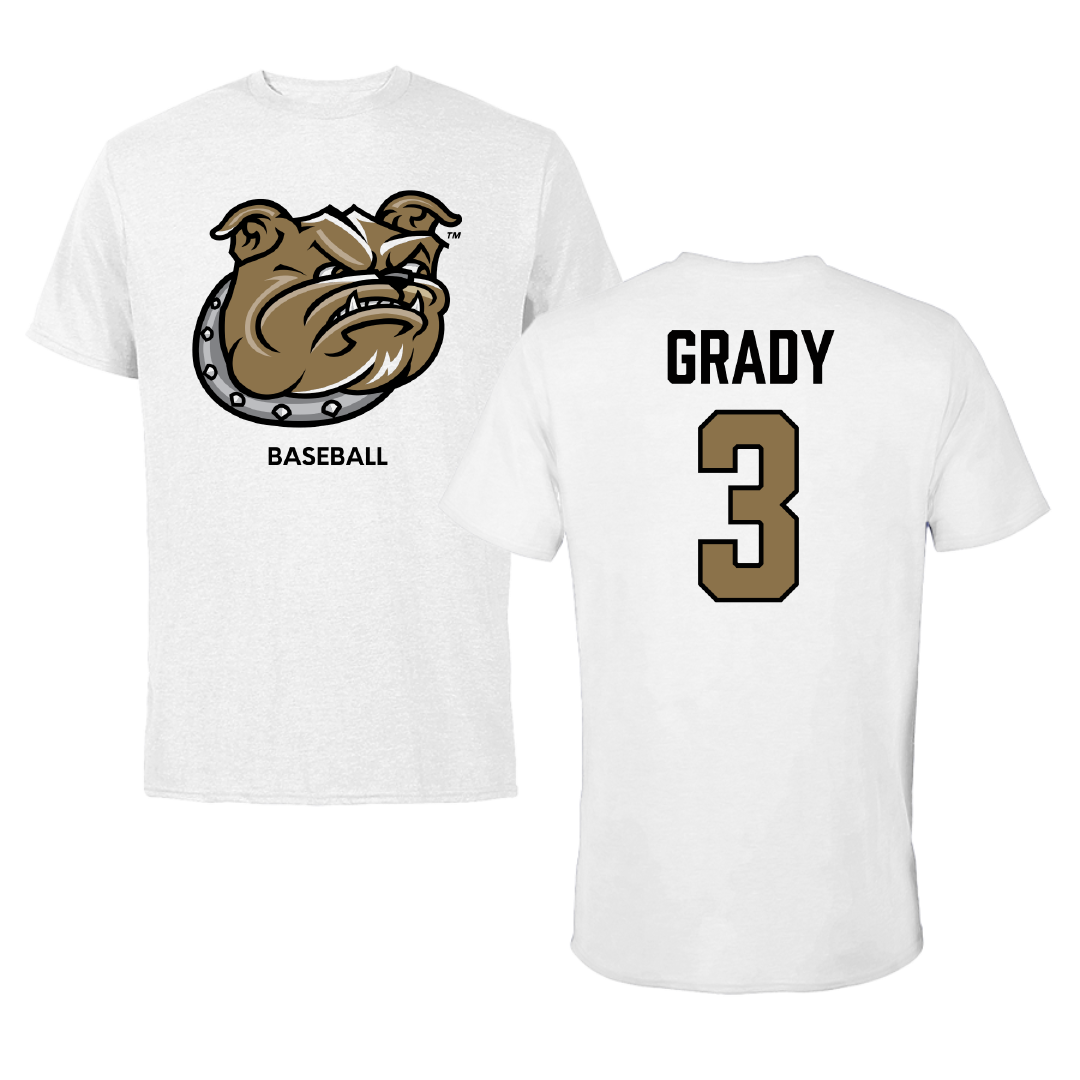 Bryant University Baseball White Performance Tee - #3 Shea Grady