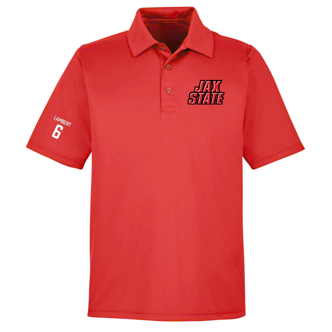 Jacksonville State University Football Red Polo - #6 Carter Lambert