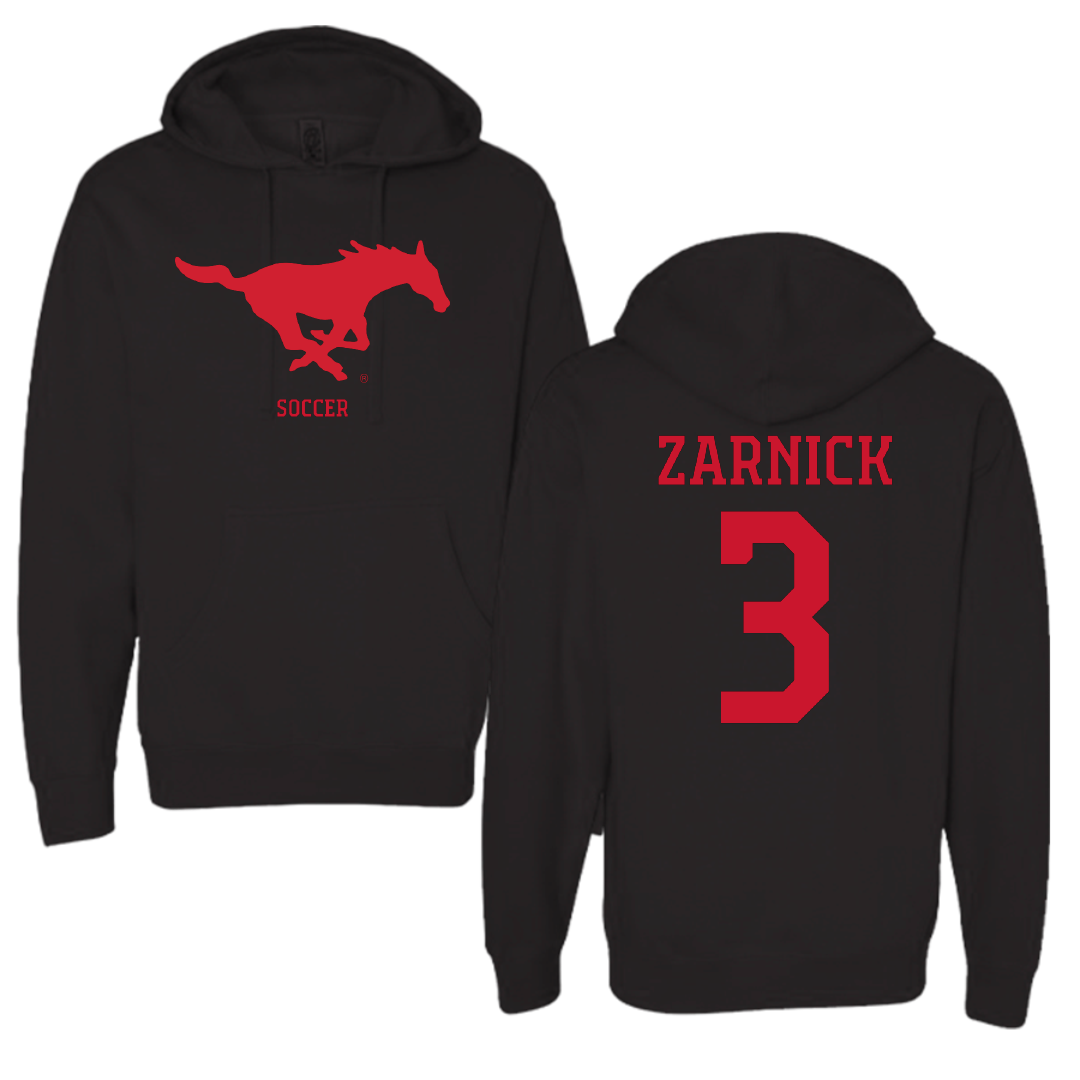 Southern Methodist University Soccer (M) Black Mascot Hoodie - #3 Owen Zarnick