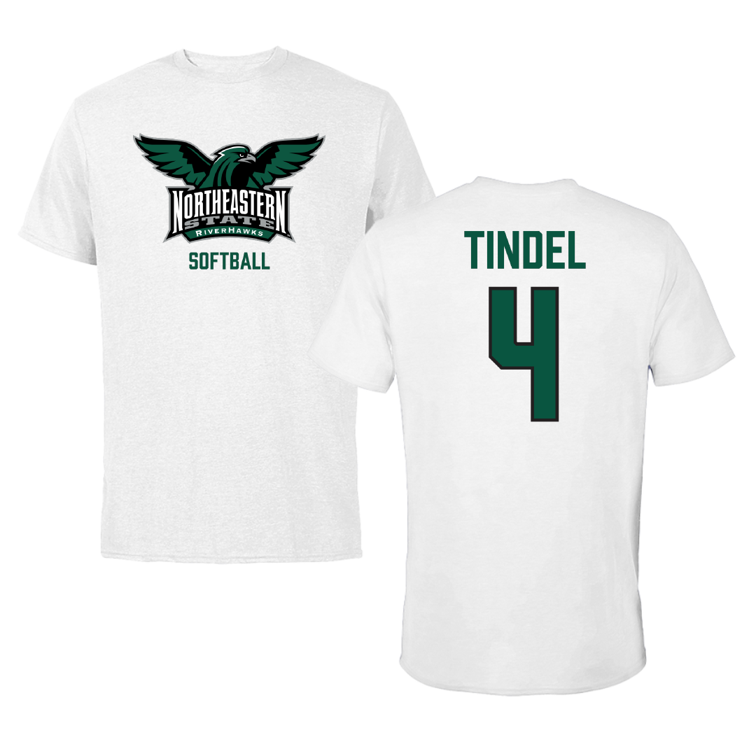 Northeastern State University Softball White Tee - #4 Korynn Tindel