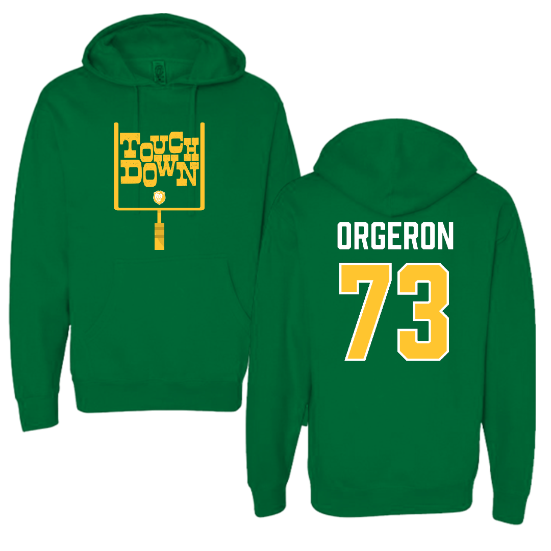 Southeastern Louisiana University Football Green Touchdown Hoodie - #73 Jhy Orgeron