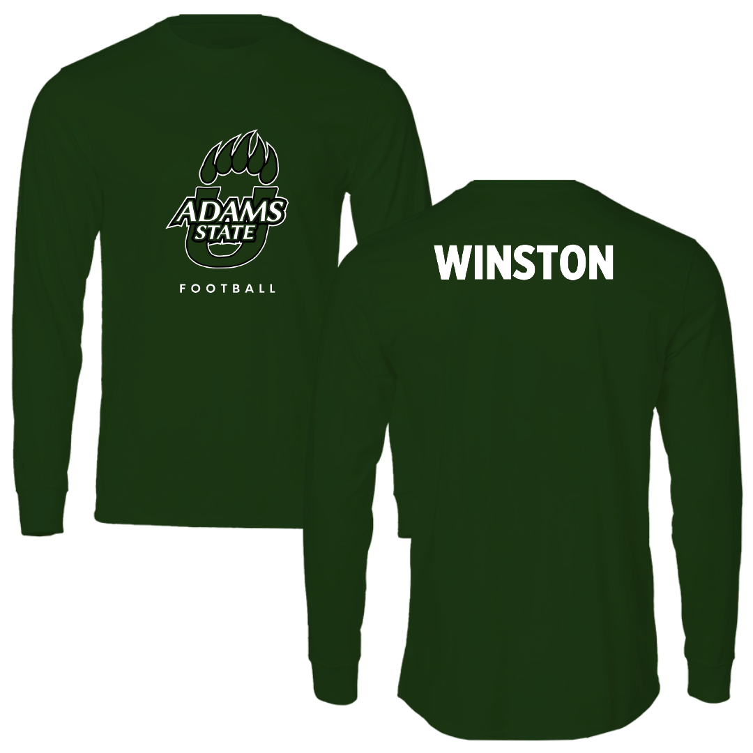 Adams State University Football Forest Green Performance Long Sleeve - JaiVyence Winston