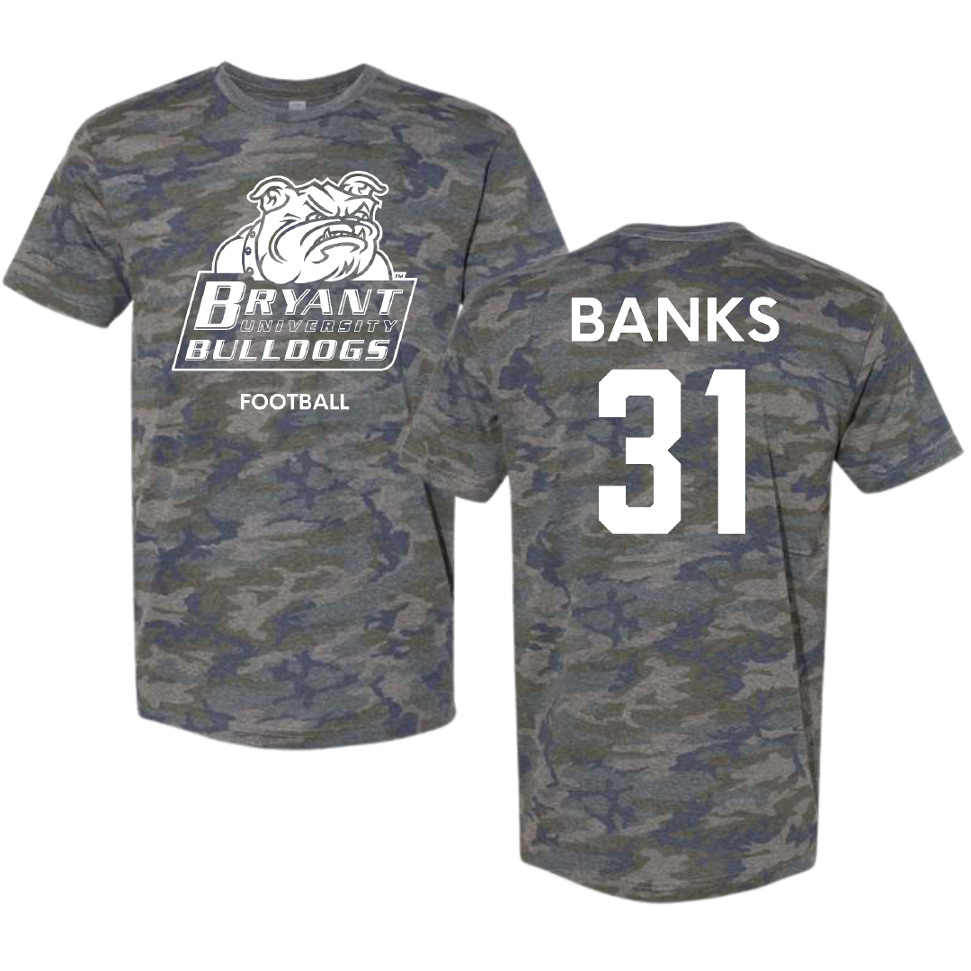 Bryant University Football Vintage Camo Tee - #31 Devon Banks