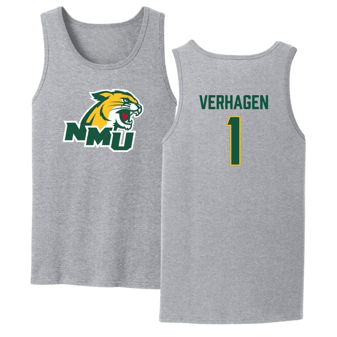 Northern Michigan University Basketball Sport Gray Tank Top - #1 Casey Verhagen