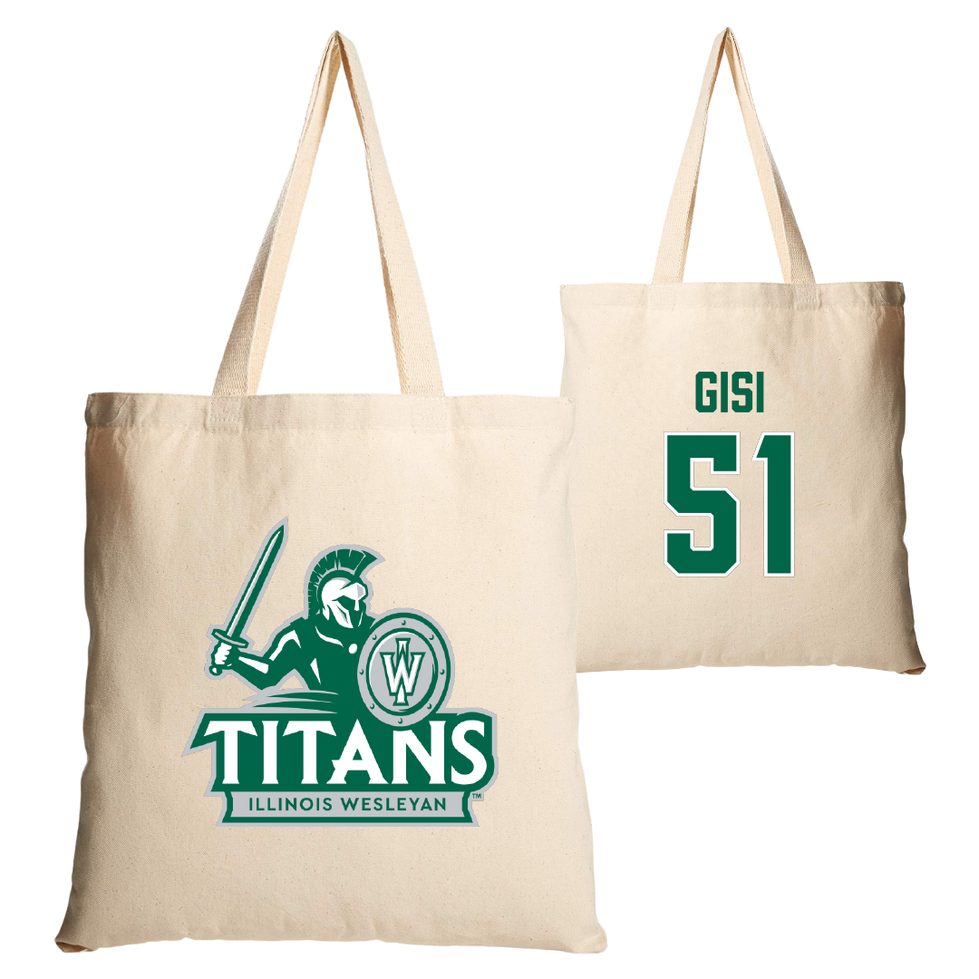 Illinois Wesleyan University Lacrosse Tan Canvas Tote Bag - #51 Jake Gisi