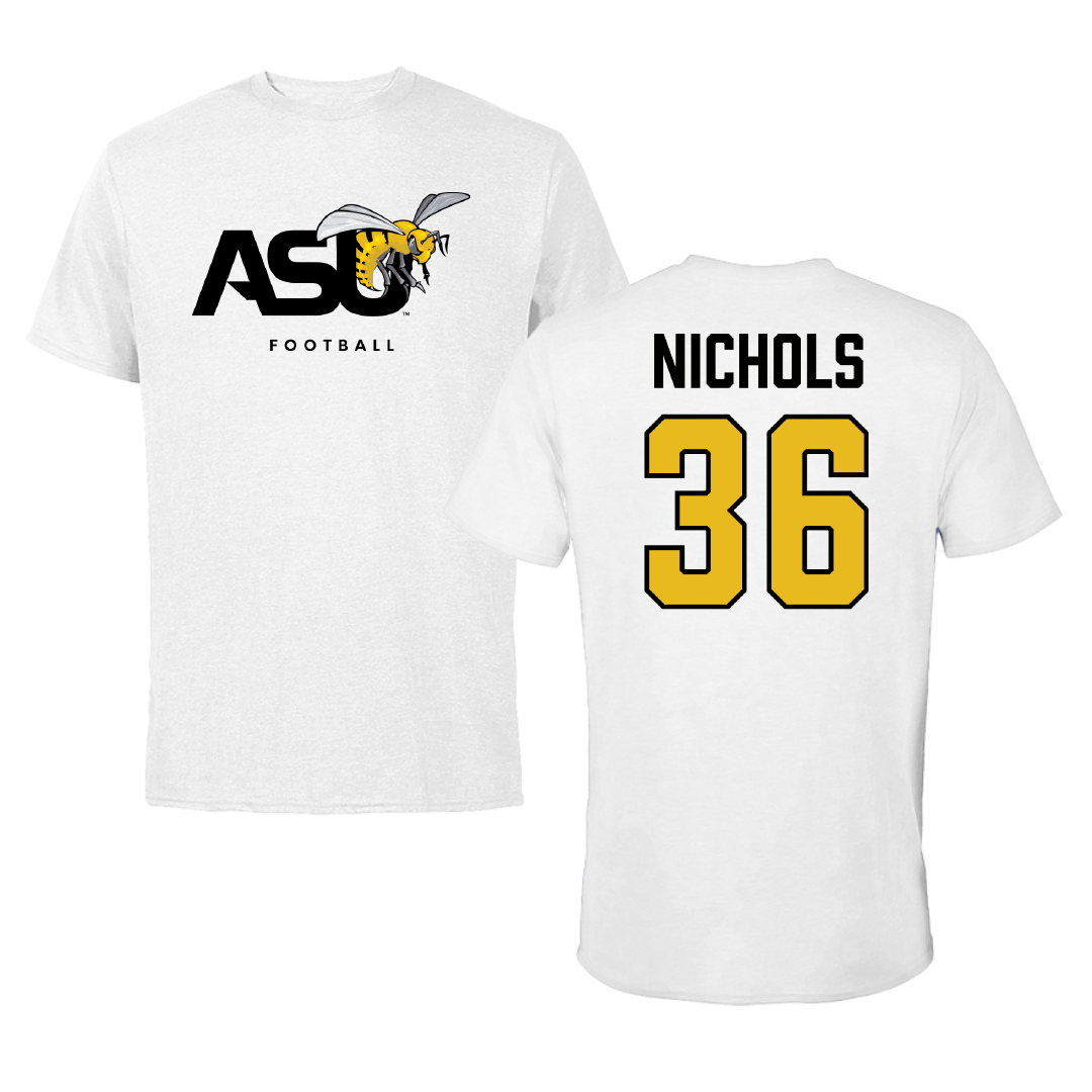 Alabama State University Football White ASU Performance Tee - #36 Ricky Nichols