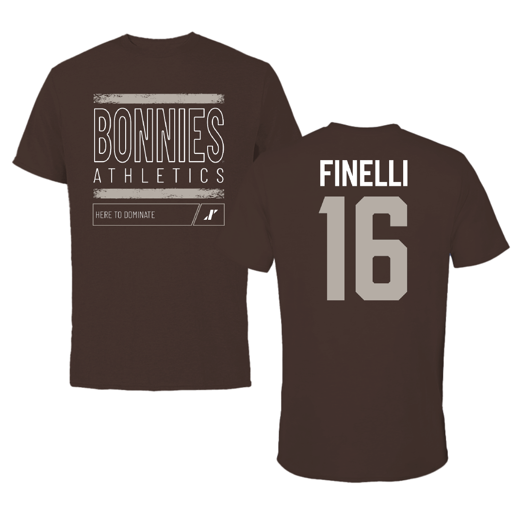 St. Bonaventure University Soccer Brown Dominate Tee - #16 Luc Finelli