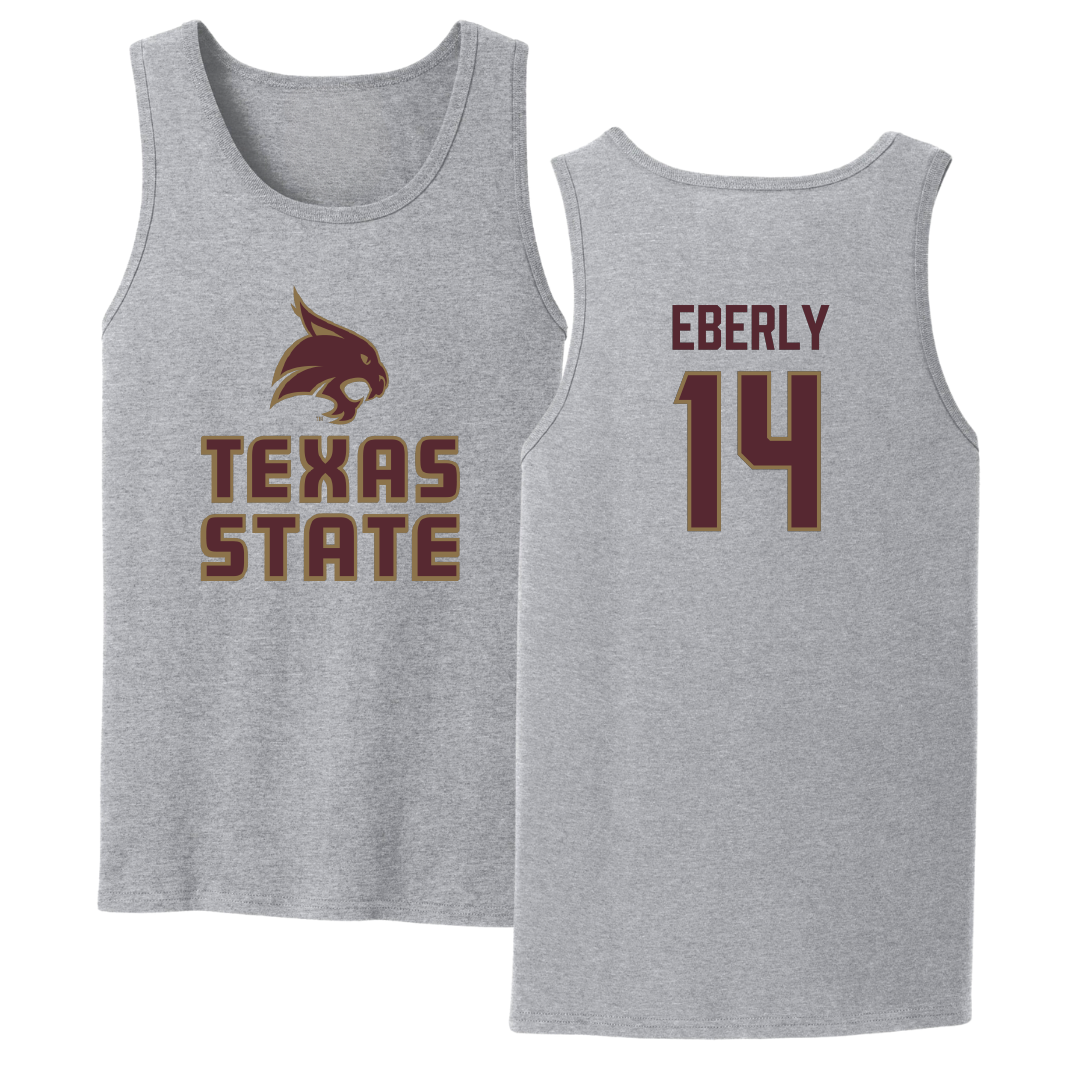 Texas State University Baseball Sport Gray Tank Top - #14 Keller Eberly