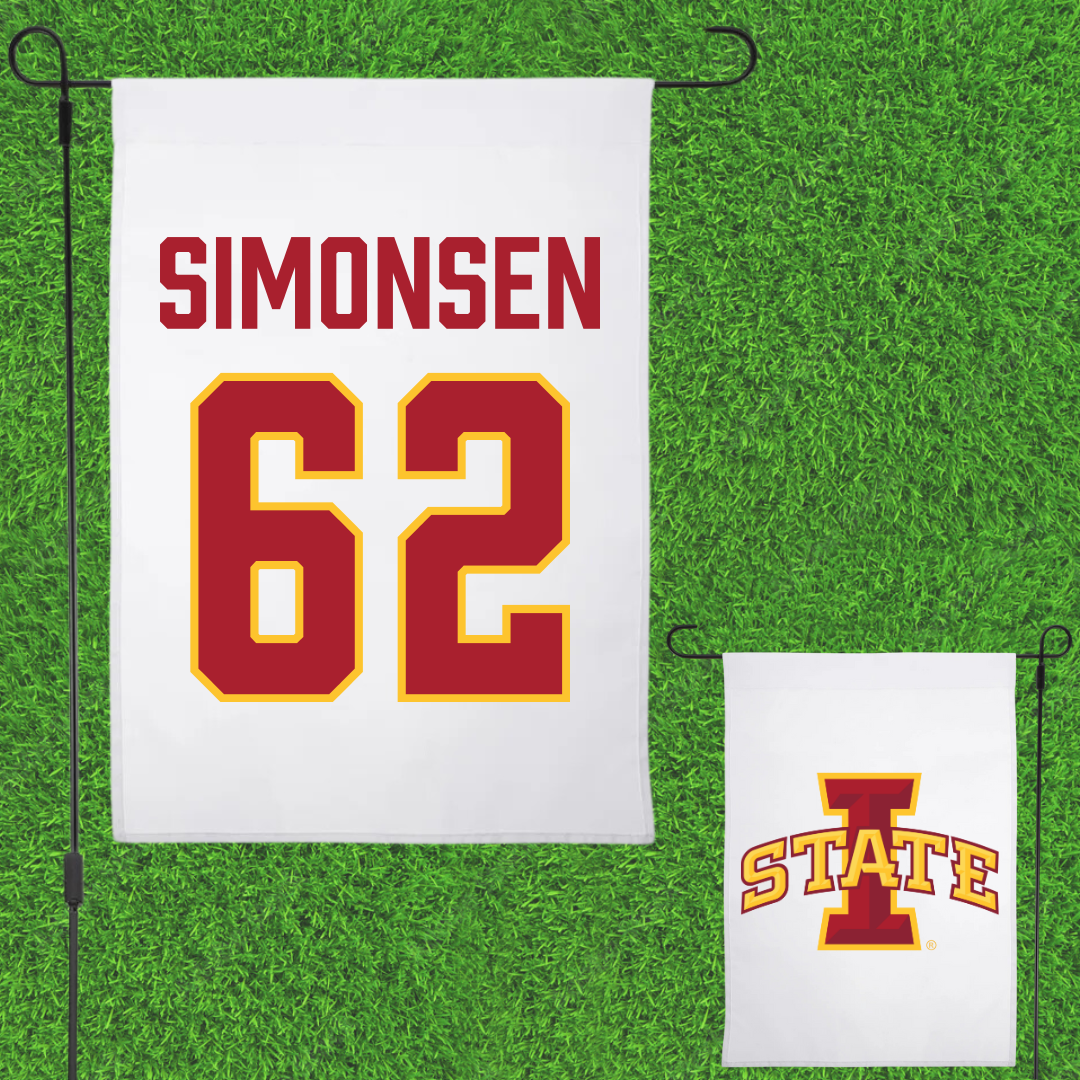 Iowa State University Football White Garden Flag - #62 Braden Simonsen