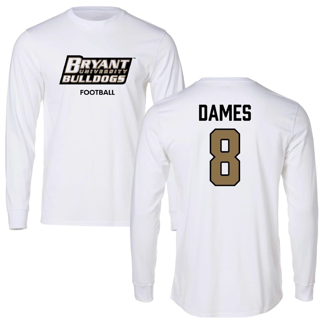 Bryant University Football White Long Sleeve - #8 Javin Dames