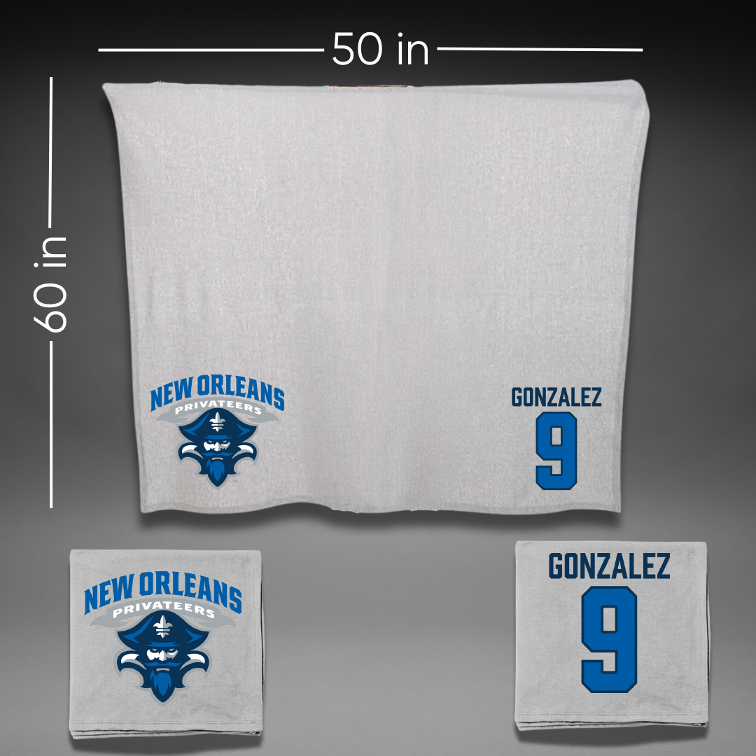 University of New Orleans Baseball Gray Blanket - #9 Matt Gonzalez