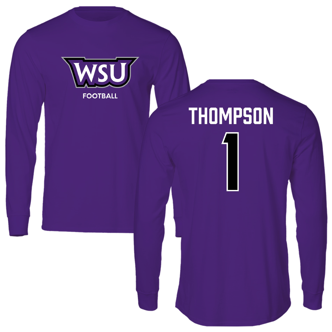 Weber State University Football Purple Performance Long Sleeve - #1 Keahnist Thompson