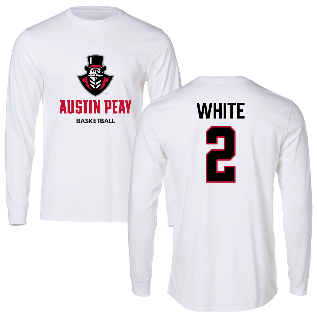 Austin Peay State University Basketball (M) White Long Sleeve - #2 Desmond White