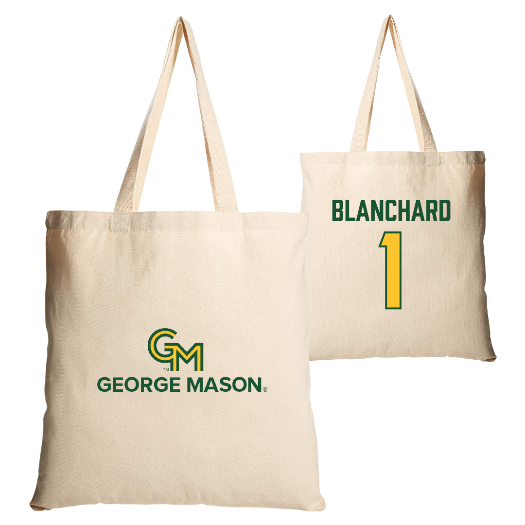 George Mason University Baseball Tan Canvas Tote Bag - #1 Evan Blanchard