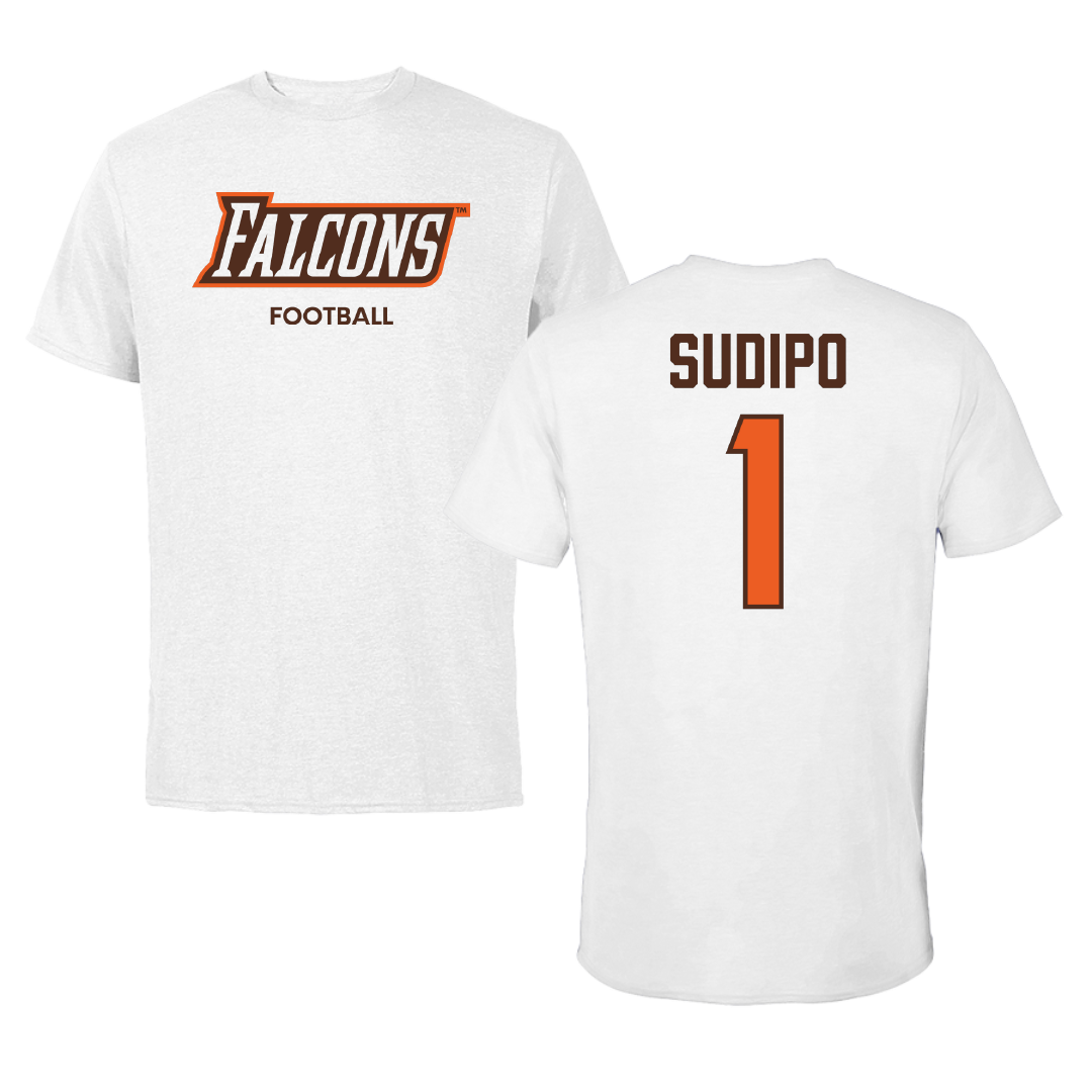 Bowling Green State University Football White Tee - #1 Mateo Sudipo