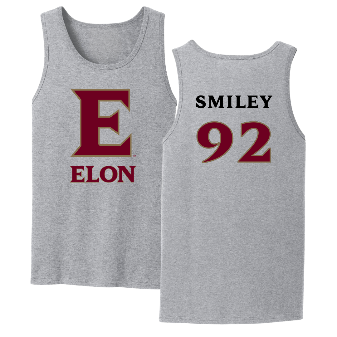 Elon University Football Sport Gray Tank Top - #92 Brandon Smiley