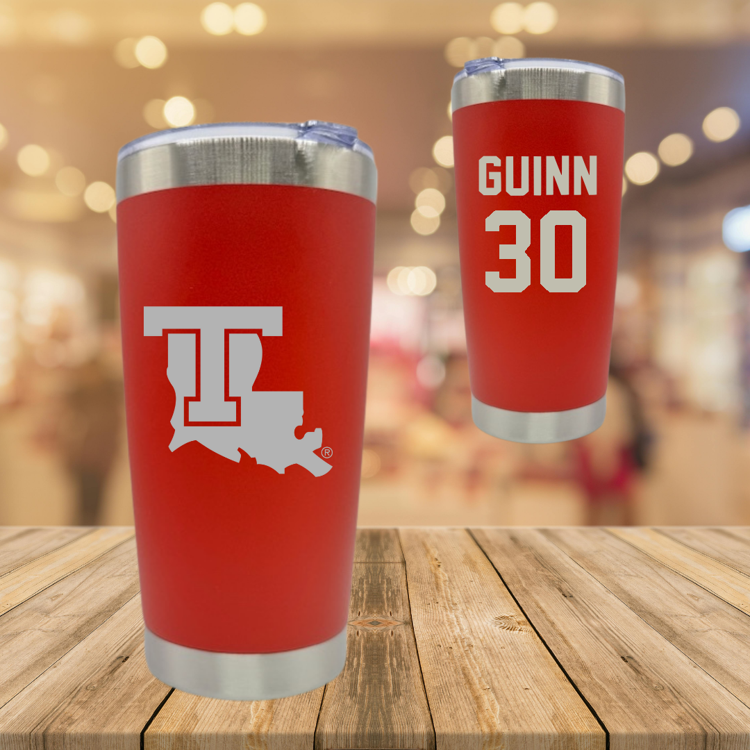 Louisiana Tech University Baseball Red Stainless Steel Tumbler - #30 Hutson Guinn