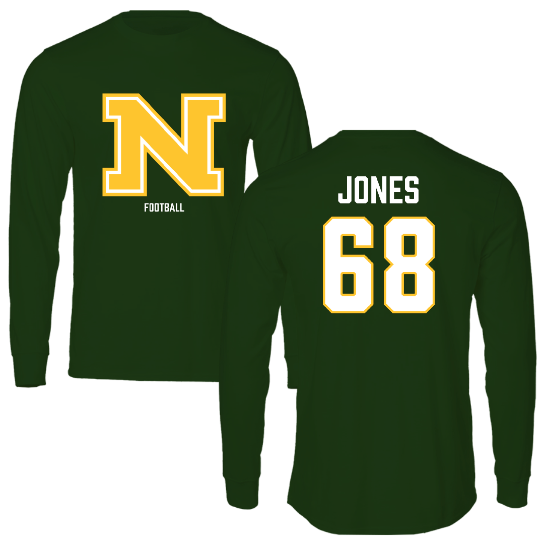 Northern Michigan University Football Forest Green Performance Long Sleeve - #68 Tommy Jones